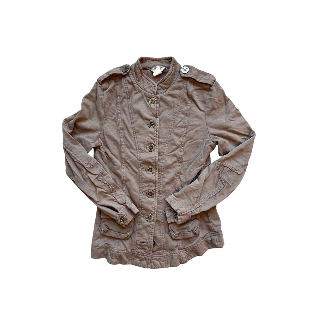 Hard Tail Forever Women’s Medium Brown Button Front Tunic Top Long Sleeve USA
